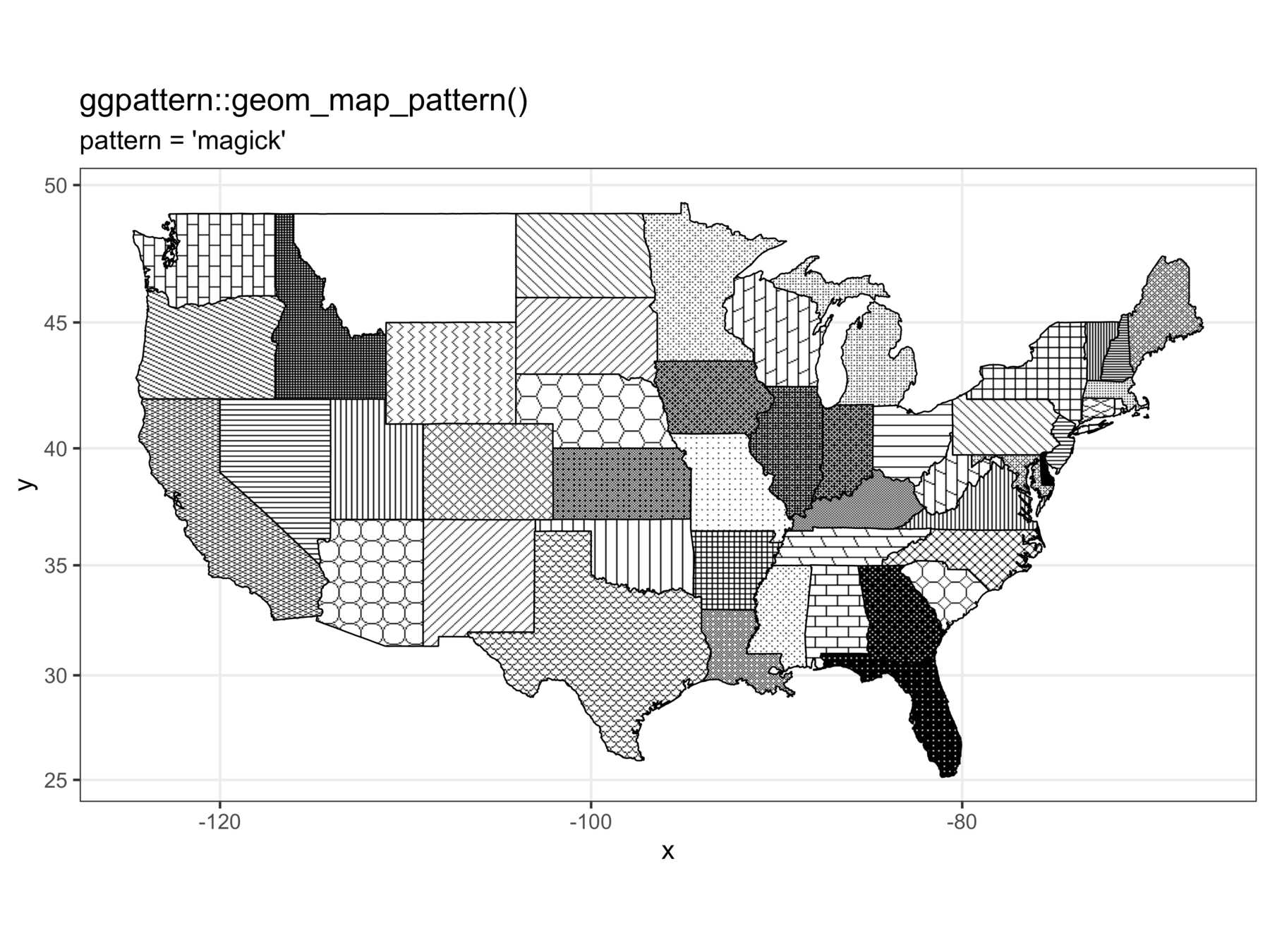 A map filled with greyscale 'magick' patterns