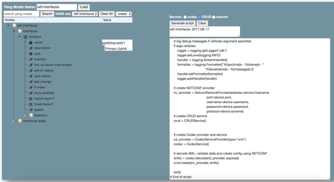 YANG Suite YDK integration