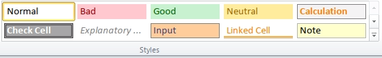 Screenshot of a formatting options available in Excel